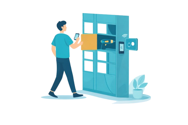 Cartoon image of sharing station